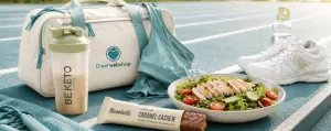 sporttas met sport producten en sport voeding van dieetwebshop.nl